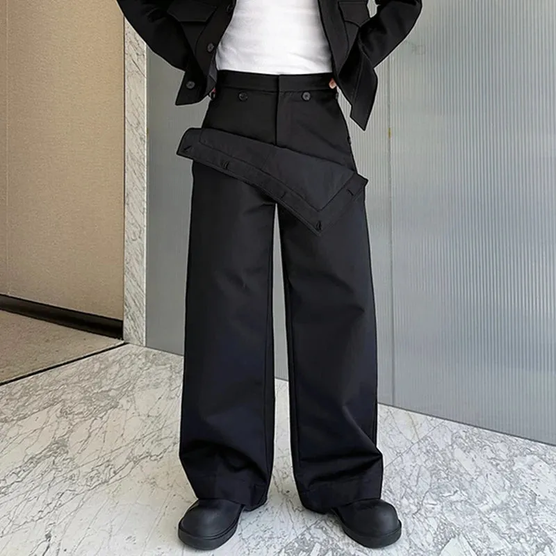 Solid Casual Double-layer Straight Pants