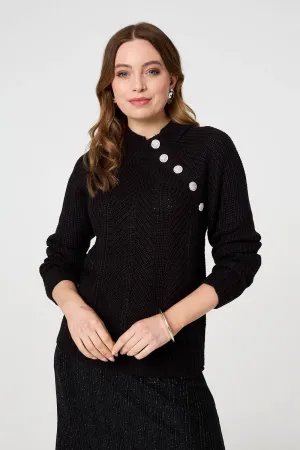 Textured Knit Button Detail Jumper