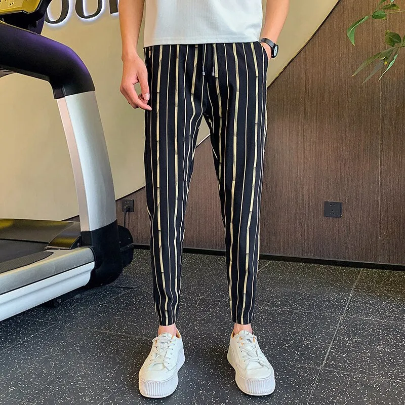 Thin Vertical Stripe Print Pants