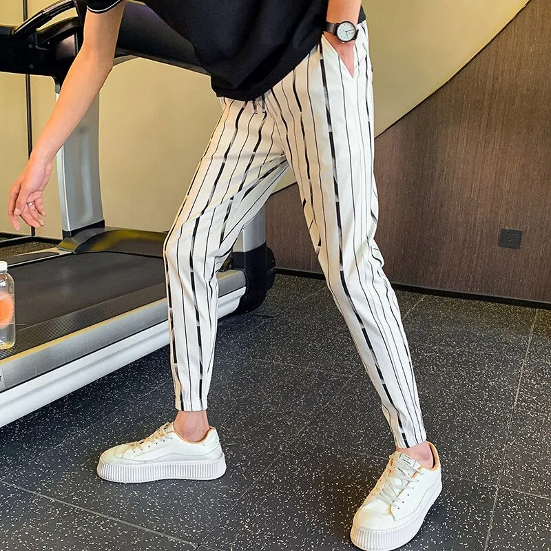 Thin Vertical Stripe Print Pants