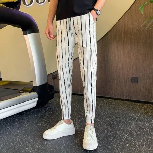 Thin Vertical Stripe Print Pants