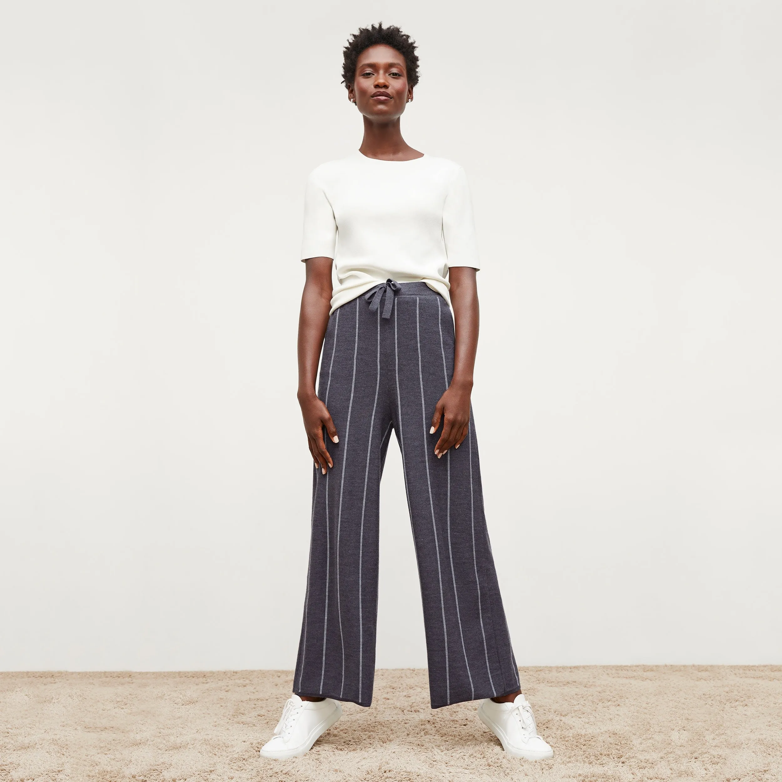 Tressa Pant - Braided Stripe :: Charcoal / Ivory