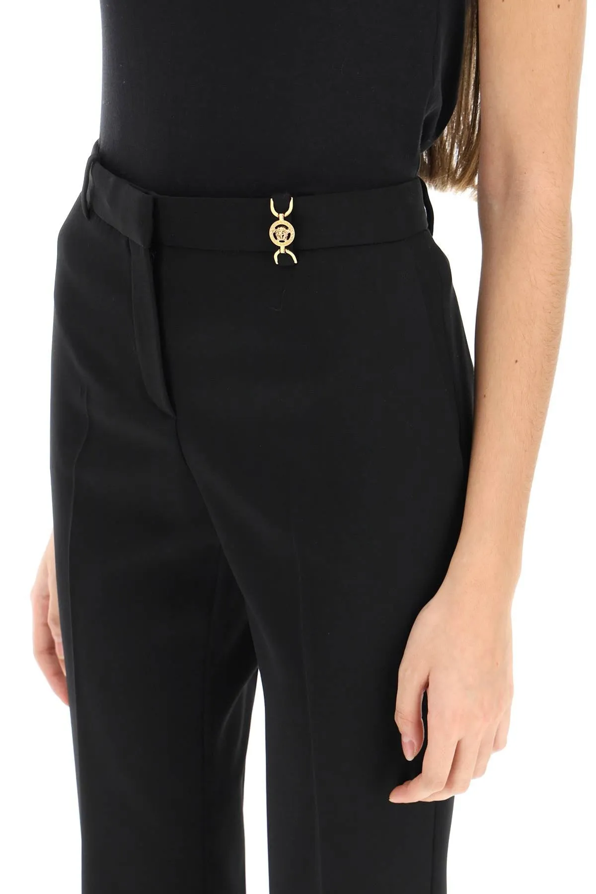 Versace wool flared pants with medusa detail