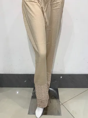 Women's Beige Cotton Trouser