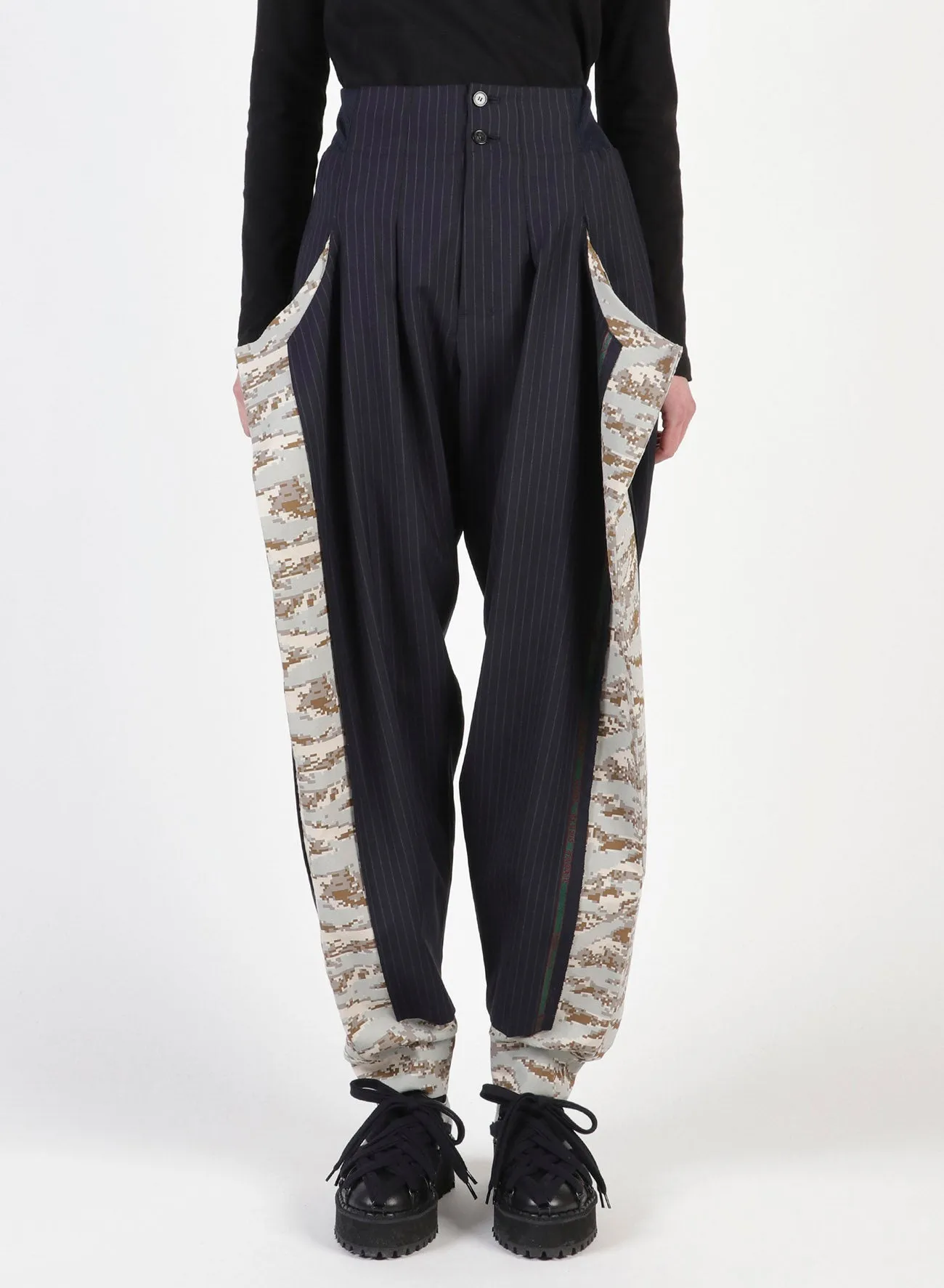 W/Pe Stripe Panel Design Pants