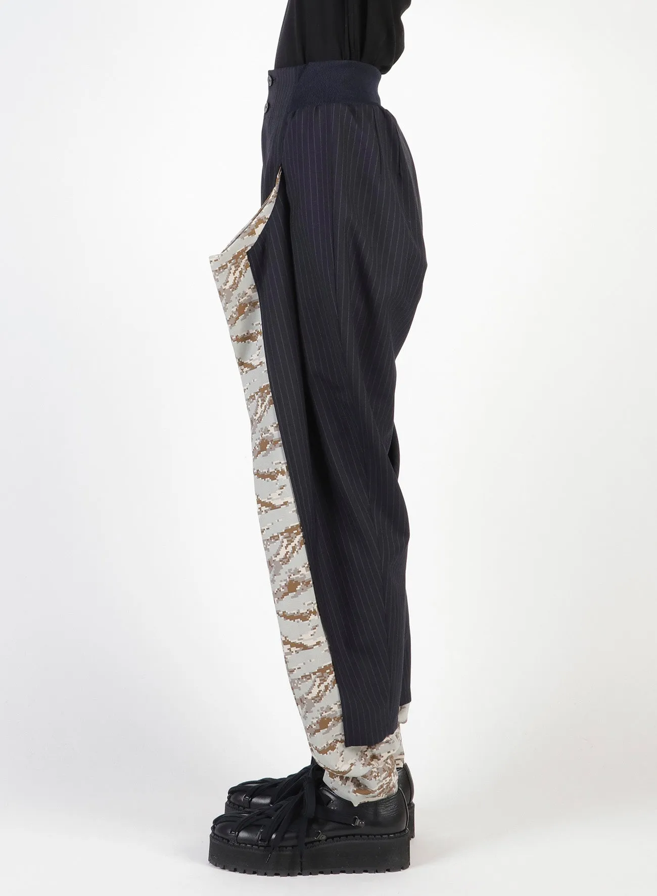 W/Pe Stripe Panel Design Pants