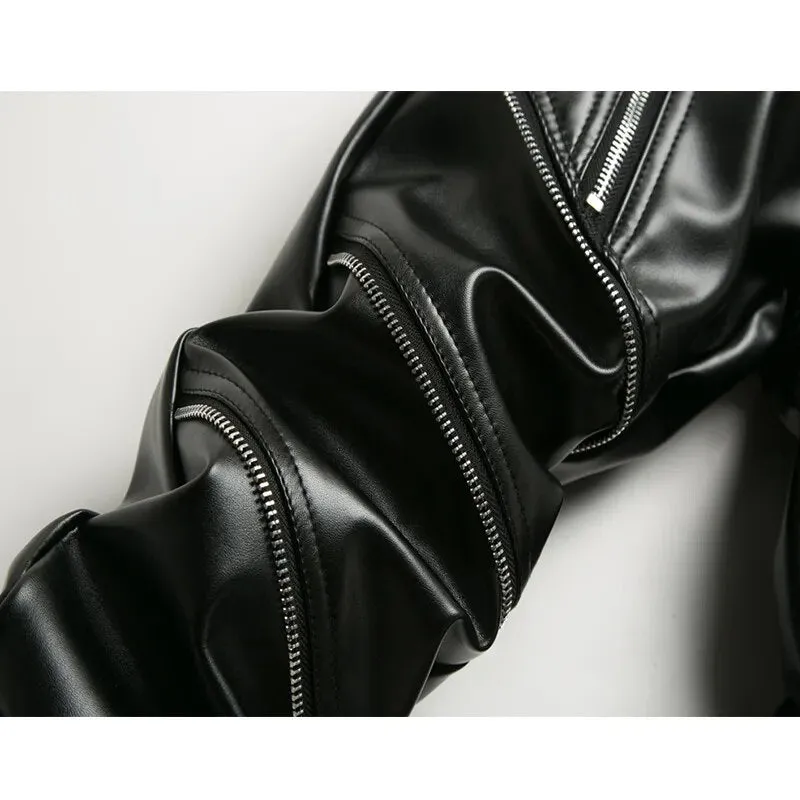 Zipper Decorative Faux Leather Pants