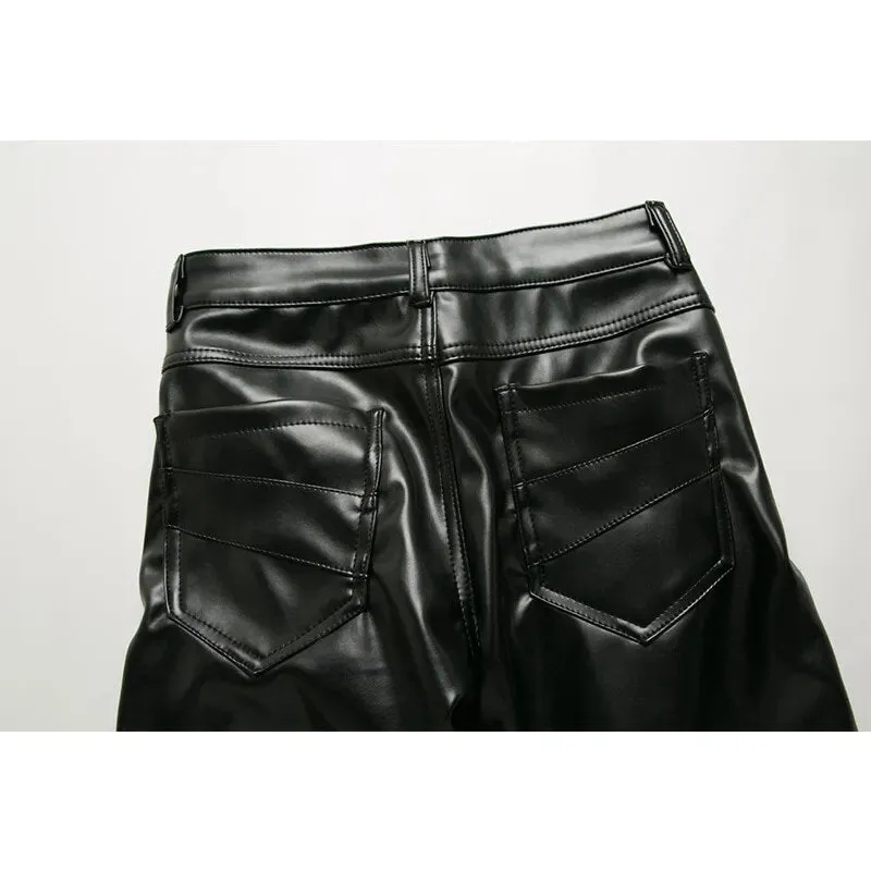 Zipper Decorative Faux Leather Pants